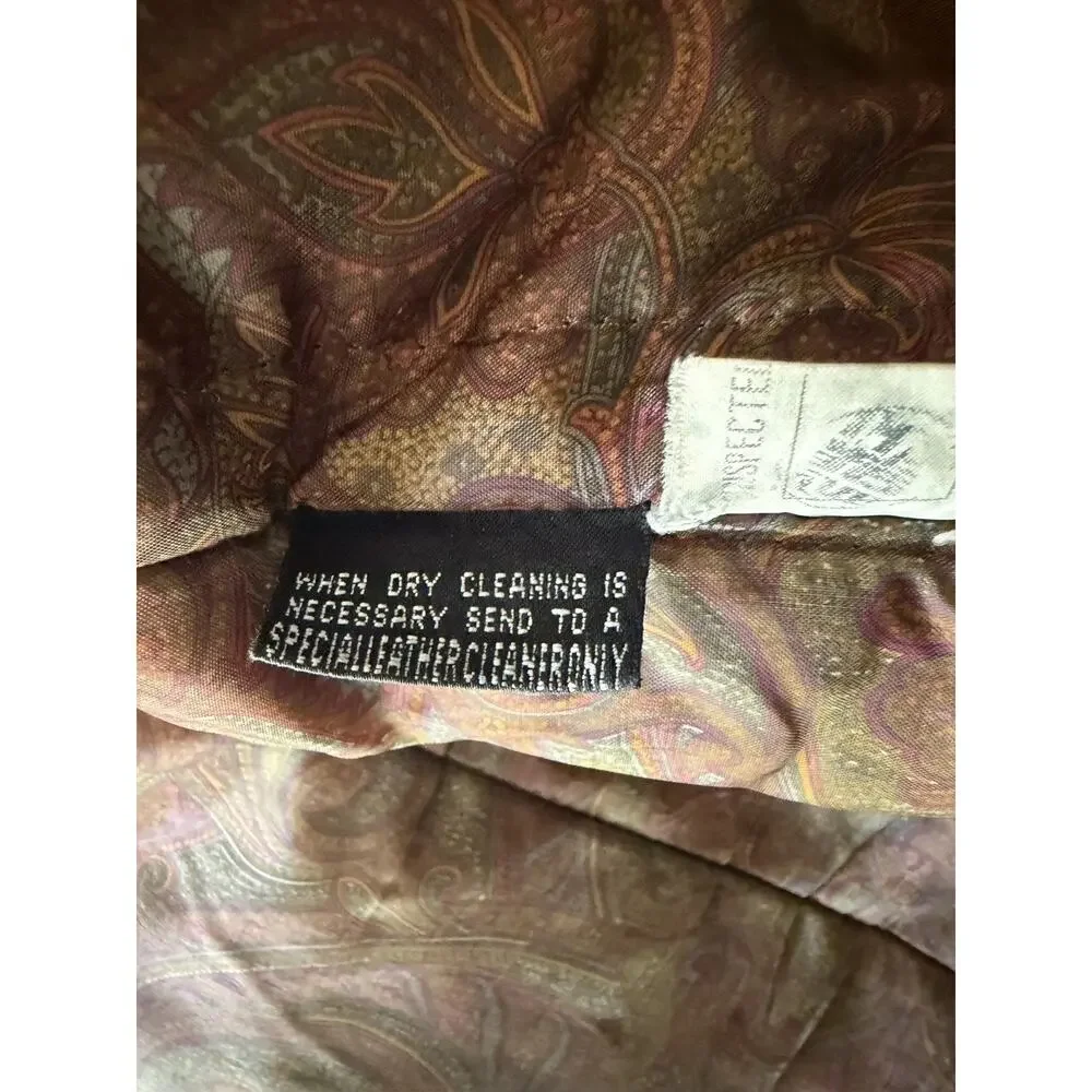 Vintage HI-TOP Black Leather Toggle Jacket Paisley Lined Men’s Medium